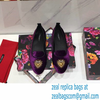 Dolce  &  Gabbana Velvet Devotion Loafers Slippers Purple 2021